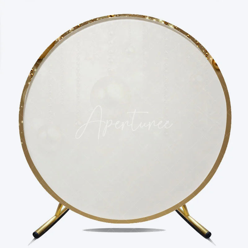 Aperturee - Aperturee Gold Ornament Sparkle Round Backdrop Luxury Christmas Bokeh Photography Background