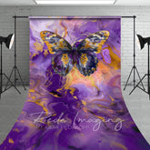 Aperturee - Aperturee Gold Purple Abstract Butterfly Fine Art Sweep Backdrop