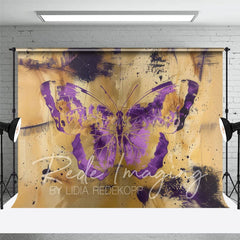 Aperturee - Aperturee Gold Purple Abstract Butterfly Room Set Backdrop