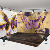 Aperturee - Aperturee Gold Purple Abstract Butterfly Room Set Backdrop