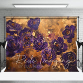 Aperturee - Aperturee Gold Purple Abstract Floral Fine Art Photo Backdrop
