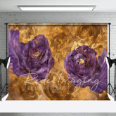 Aperturee - Aperturee Gold Purple Abstract Floral Photography Backdrop