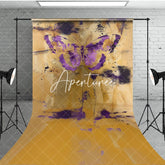 Aperturee - Aperturee Gold Purple Faded Abstract Butterfly Sweep Backdrop