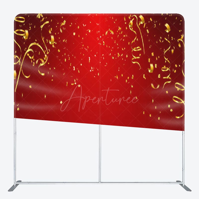 Aperturee - Aperturee Gold Ribbons Red Stage Spotlight Photo Backdrop Cover