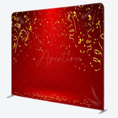 Aperturee - Aperturee Gold Ribbons Red Stage Spotlight Photo Backdrop Cover