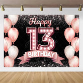 Aperturee Aperturee Gold Rose 13th Birthday Backdrop Glitter Celebration for Kids Luxury Champagne Party Photo Decor