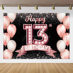 Aperturee Aperturee Gold Rose 13th Birthday Backdrop Glitter Celebration for Kids Luxury Champagne Party Photo Decor