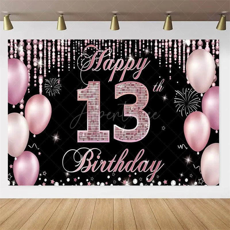 Aperturee Aperturee Gold Rose 13th Birthday Backdrop Glitter Celebration for Kids Luxury Champagne Party Photo Decor