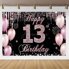 Aperturee Aperturee Gold Rose 13th Birthday Backdrop Glitter Celebration for Kids Luxury Champagne Party Photo Decor