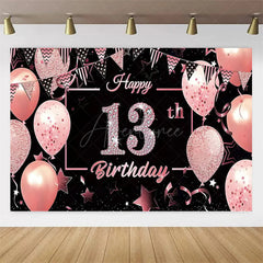 Aperturee Aperturee Gold Rose 13th Birthday Backdrop Glitter Celebration for Kids Luxury Champagne Party Photo Decor