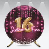 Aperturee - Aperturee Gold Sixteen Fine 16th Birthday Round Backdrop Purple and Diamond Luxury Sweet 16 Party Cover