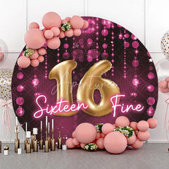 Aperturee - Aperturee Gold Sixteen Fine 16th Birthday Round Backdrop Purple and Diamond Luxury Sweet 16 Party Cover
