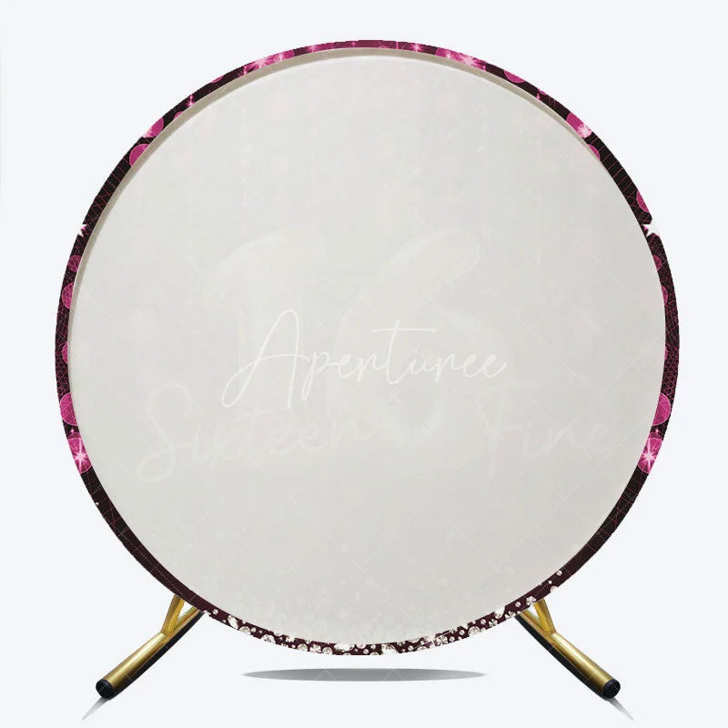 Aperturee - Aperturee Gold Sixteen Fine 16th Birthday Round Backdrop Purple and Diamond Luxury Sweet 16 Party Cover