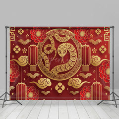 Aperturee - Aperturee Gold Snake Red Lantern Chinese New Year Backdrop