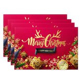 Aperturee - Aperturee Gold Snowflake Clock Gift Xmas Set Of 4 Placemats