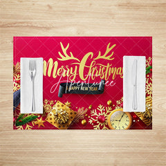 Aperturee - Aperturee Gold Snowflake Clock Gift Xmas Set Of 4 Placemats