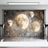 Aperturee - Aperturee Gold Sparkle Grey Full Moon Fine Art Photo Backdrop