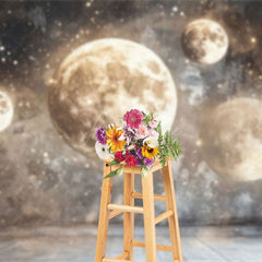 Aperturee - Aperturee Gold Sparkle Grey Full Moon Fine Art Photo Backdrop