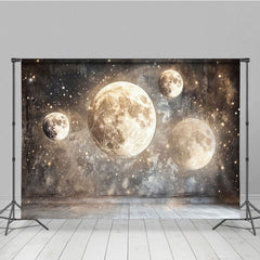 Aperturee - Aperturee Gold Sparkle Grey Full Moon Fine Art Photo Backdrop