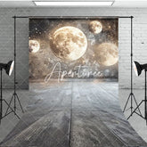 Aperturee - Aperturee Gold Sparkle Grey Full Moon Fine Art Sweep Backdrop