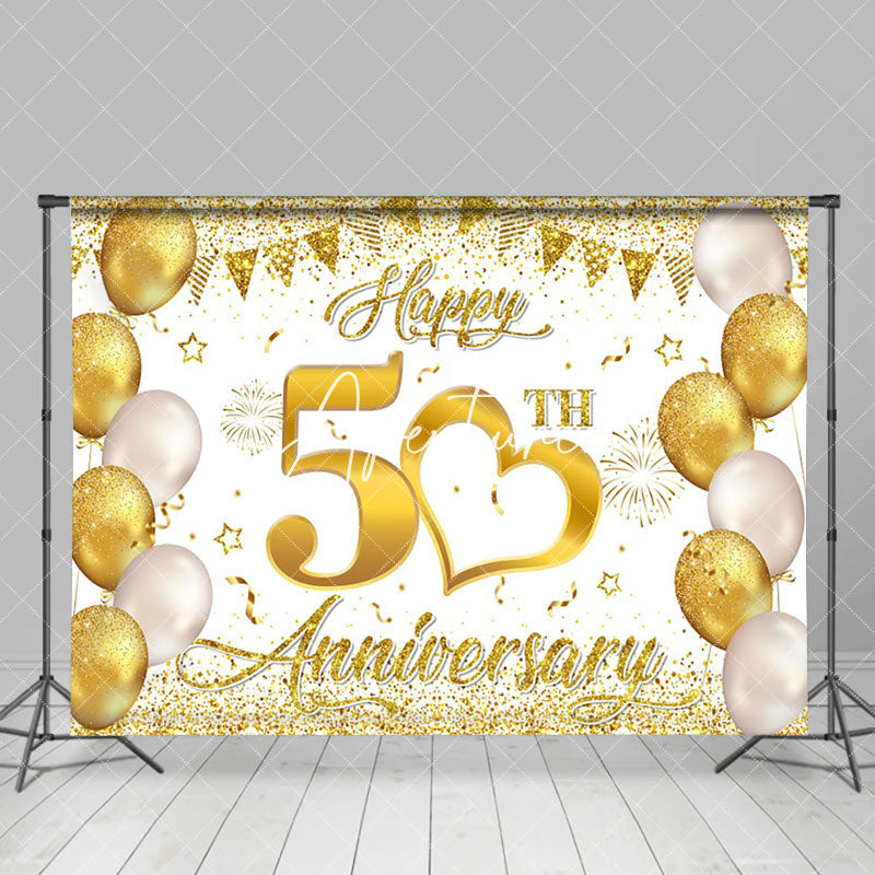 Aperturee - Aperturee Gold Sparkling Balloon 50Th Anniversary Backdrop