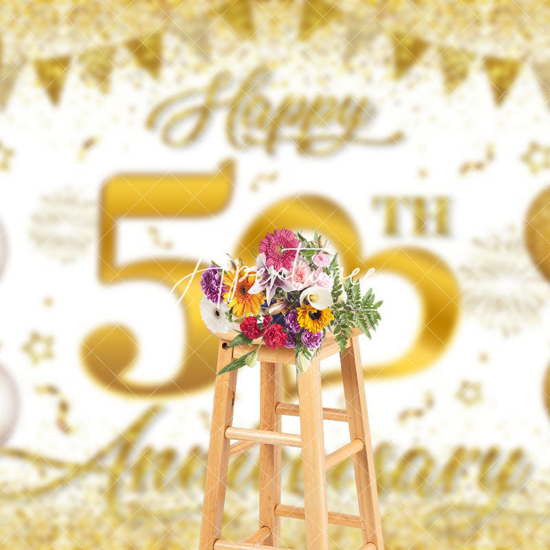 Aperturee - Aperturee Gold Sparkling Balloon 50Th Anniversary Backdrop