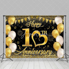 Aperturee - Aperturee Gold Sparkling Black Happy 10Th Anniversary Backdrop