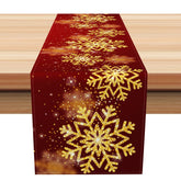 Aperturee - Aperturee Gold Sparkling Snowflakes Bokeh Xmas Table Runner