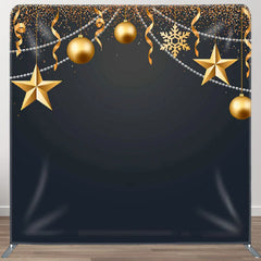 Aperturee - Aperturee Gold Star String Ornaments Black Backdrop For Party