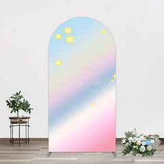Aperturee - Aperturee Gold Stars Colorful Rainbow Birthday Arch Backdrop
