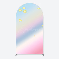 Aperturee - Aperturee Gold Stars Colorful Rainbow Birthday Arch Backdrop