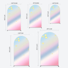 Aperturee - Aperturee Gold Stars Colorful Rainbow Birthday Arch Backdrop