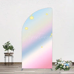 Aperturee - Aperturee Gold Stars Colorful Rainbow Birthday Half Moon Arch Backdrop