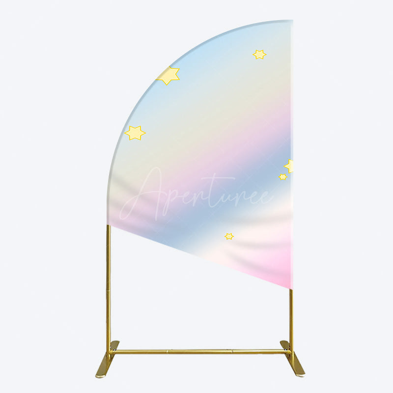 Aperturee - Aperturee Gold Stars Colorful Rainbow Birthday Half Moon Arch Backdrop