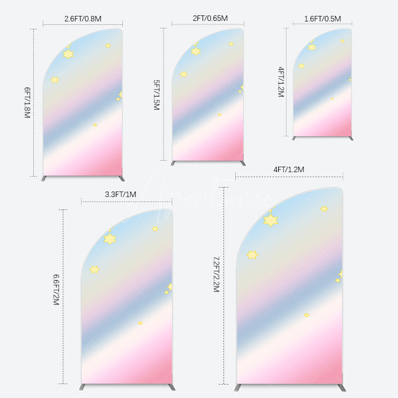 Aperturee - Aperturee Gold Stars Colorful Rainbow Birthday Half Moon Arch Backdrop