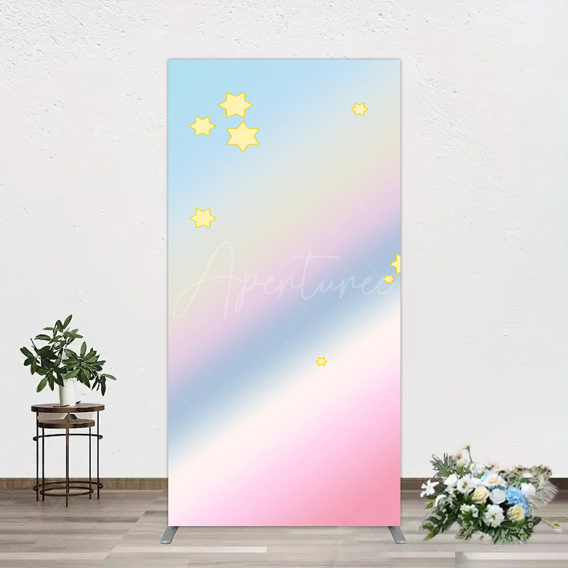 Aperturee - Aperturee Gold Stars Colorful Rainbow Birthday Rectangle Backdrop