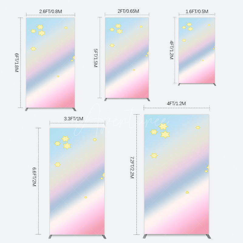 Aperturee - Aperturee Gold Stars Colorful Rainbow Birthday Rectangle Backdrop