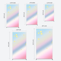 Aperturee - Aperturee Gold Stars Colorful Rainbow Birthday Rectangle Backdrop