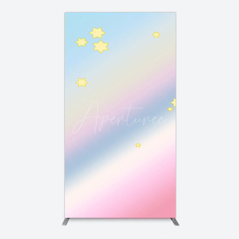 Aperturee - Aperturee Gold Stars Colorful Rainbow Birthday Rectangle Backdrop