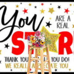 Aperturee - Aperturee Gold Stars Glitter Thank You For All You Do Backdrop