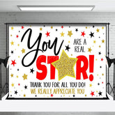 Aperturee - Aperturee Gold Stars Glitter Thank You For All You Do Backdrop