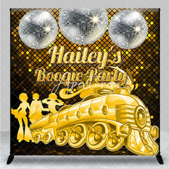 Aperturee - Aperturee Gold Train Disco Custom Name Boogie Party Backdrop