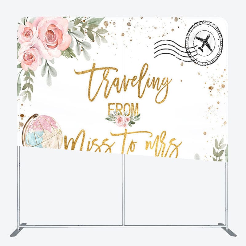 Aperturee - Aperturee Gold Traveling Theme Fabric Backdrop Cover for Wedding