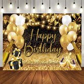 Aperturee - Aperturee Golden Balloons Gift Bokeh Vibe Birthday Backdrop