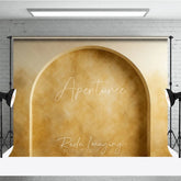 Aperturee - Aperturee Golden Beige Textured Arch Photography Backdrop Rustic Elegant Wall Design for Professional Portraits and Studio