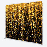 Aperturee - Aperturee Golden Bokeh Lights Sparkling Square Double-Sided Backdrop Elegant Festive Party Celebration Decor
