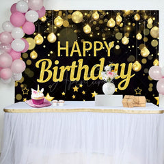 Aperturee - Aperturee Golden Bokeh Vibe Lights Happy Birthday Backdrop
