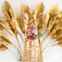Aperturee - Aperturee Golden Feather Boho Copy Ornaments Photo Backdrop