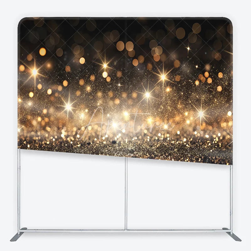 Aperturee - Aperturee Golden Glitter and Sparkling Lights Square Double-Sided Backdrop Festive Celebration Party Decor for Photography