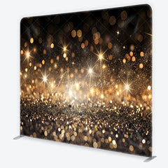 Aperturee - Aperturee Golden Glitter and Sparkling Lights Square Double-Sided Backdrop Festive Celebration Party Decor for Photography